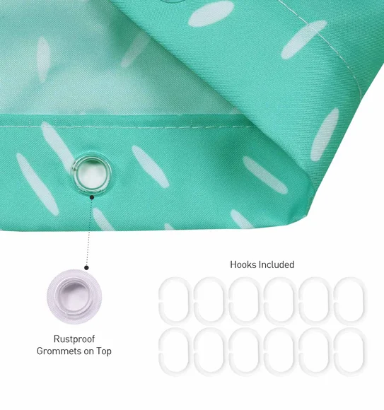 Glam Water Repellent Polyester Shower Curtain Aqua