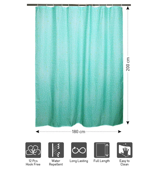 Glam Water Repellent Polyester Shower Curtain Aqua