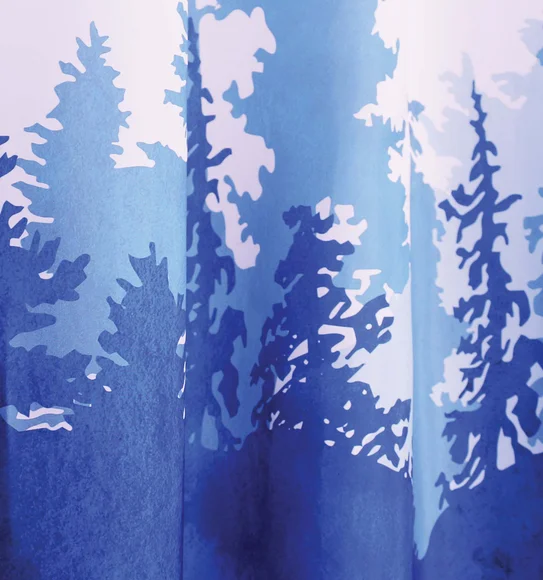 Glam Water Repellent Polyester Shower Curtain D.Blue