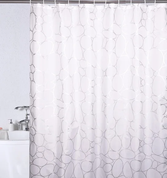 Glitter Water Repellent Polyester Shower Curtain Silver Grey