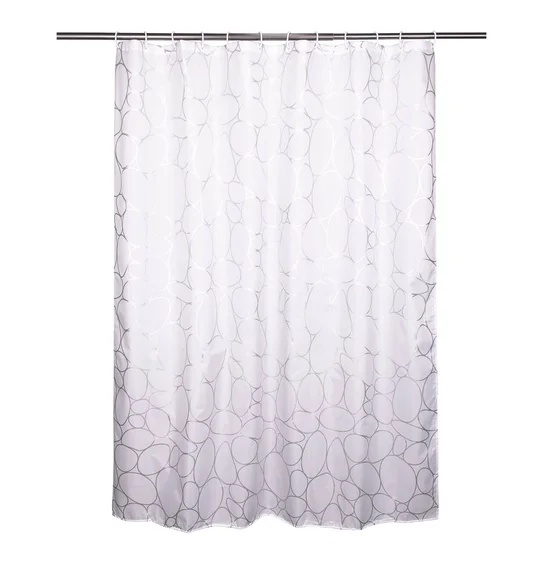 Glitter Water Repellent Polyester Shower Curtain Silver Grey