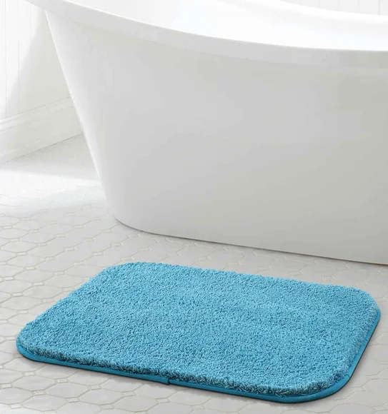 Munich Anti skid Polyester Bath Mat Teal Blue