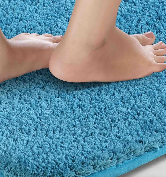 Munich Anti skid Polyester Bath Mat Teal Blue