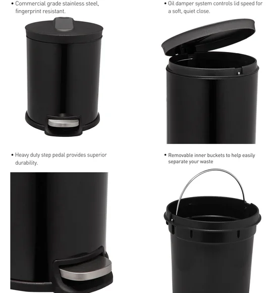 ANDAZ 6821 Fingerprint Resistant Step Bin Black