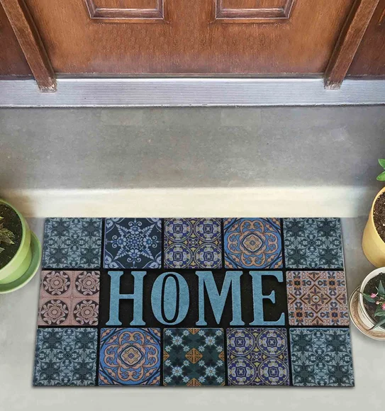 Verona Recycled Rubber Outdoor Mat D.Blue