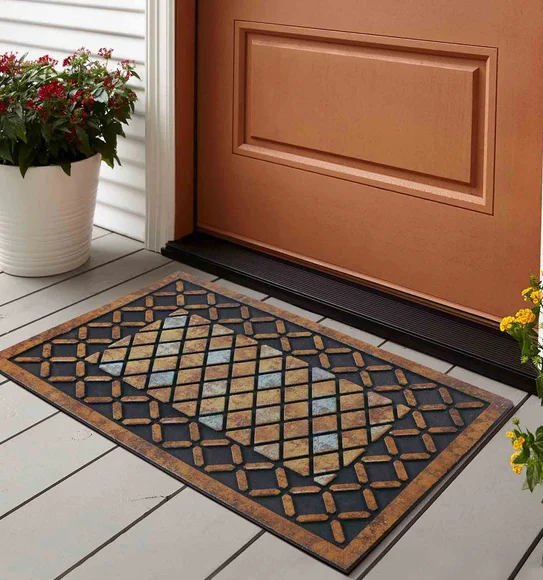 Verona Recycled Rubber Outdoor Mat Brown Blue