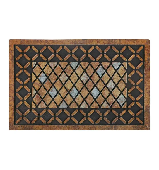 Verona Recycled Rubber Outdoor Mat Brown Blue