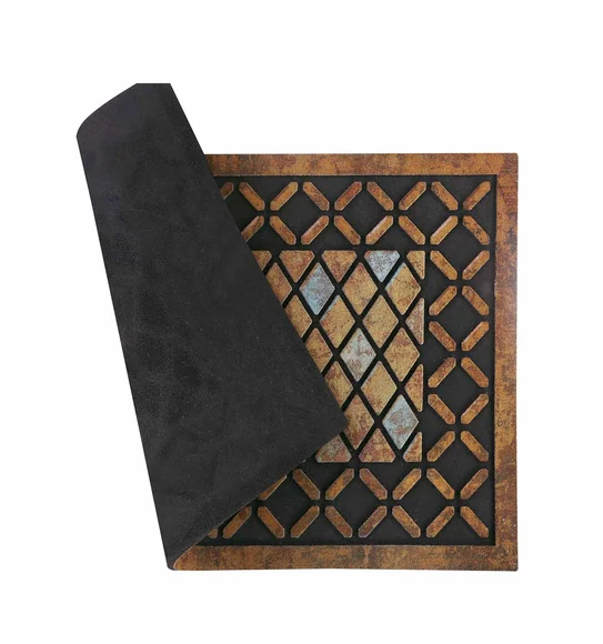 Verona Recycled Rubber Outdoor Mat Brown Blue