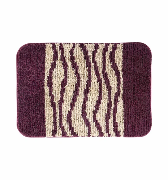 Urban Anti skid Quick Dry Bath Mat Wine and Beige