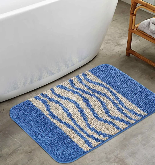Urban Anti skid Quick Dry Bath Mat Blue Cream