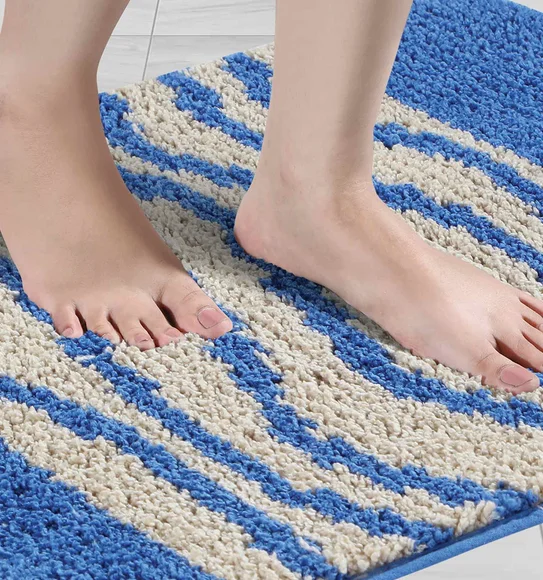 Urban Anti skid Quick Dry Bath Mat Blue Cream