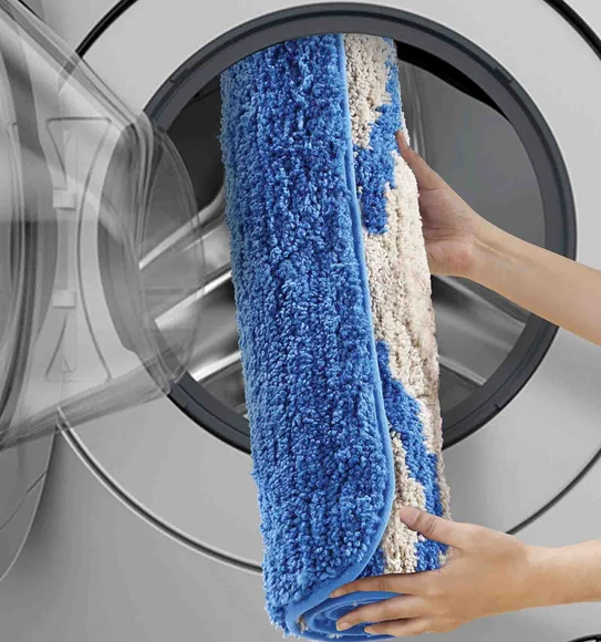 Urban Anti skid Quick Dry Bath Mat Blue Cream