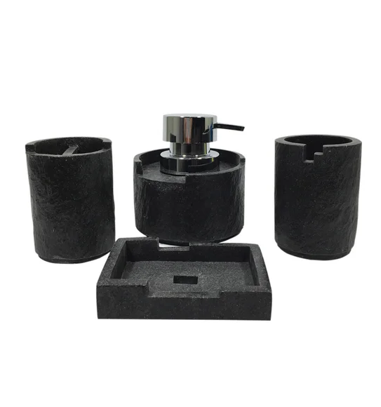Alvina Polyresin Bath Set Black Marble