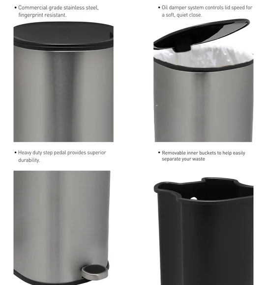 ANDAZ 6878 Fingerprint Resistant Step Bin Metallic