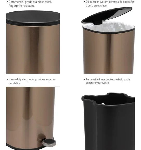 ANDAZ 6878 Fingerprint Resistant Step Bin Champagne Gold