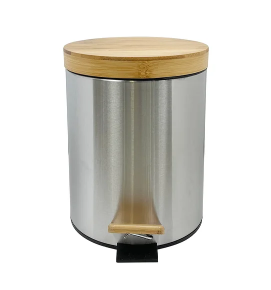 ANDAZ 6930 Bamboo Lid Step Bin Metallic