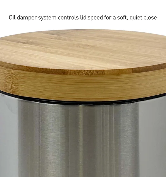 ANDAZ 6930 Bamboo Lid Step Bin Metallic