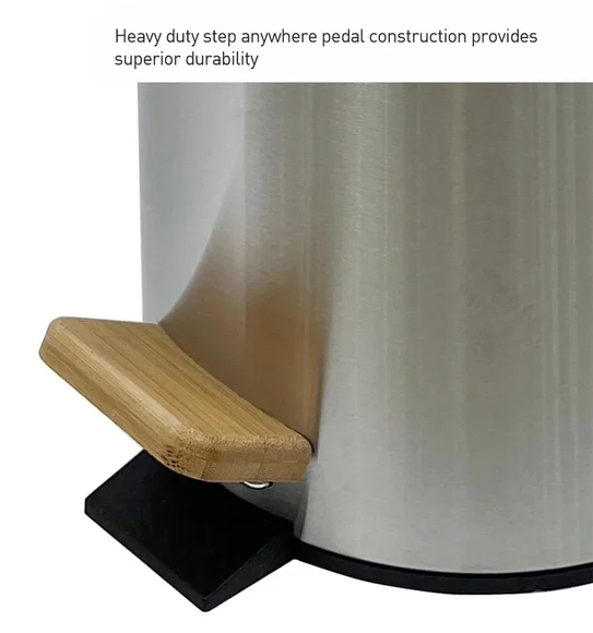 ANDAZ 6930 Bamboo Lid Step Bin Metallic