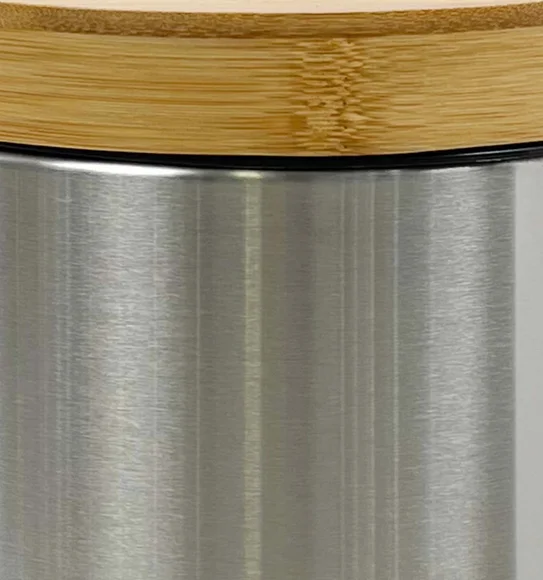 ANDAZ 6930 Bamboo Lid Step Bin Metallic