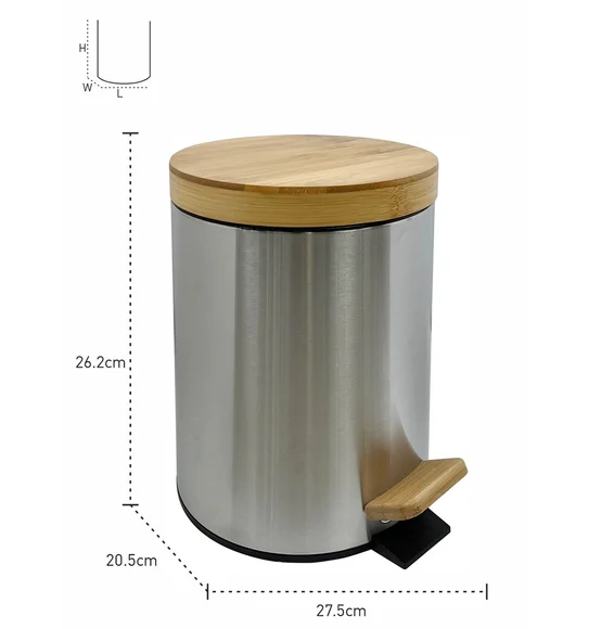 ANDAZ 6930 Bamboo Lid Step Bin Metallic