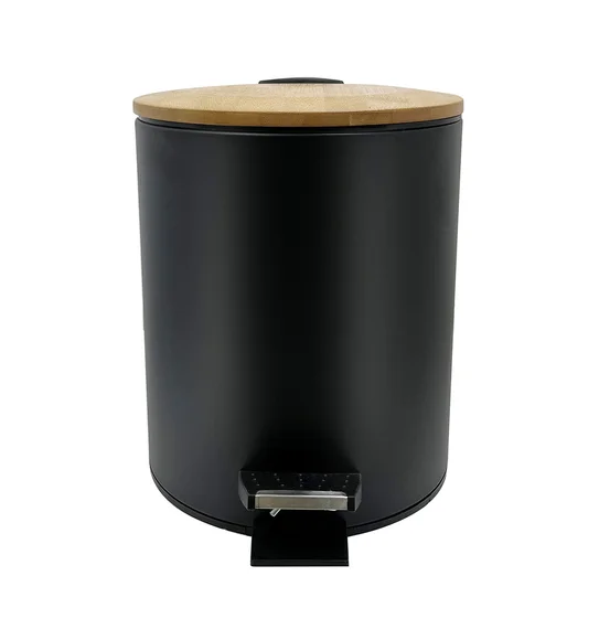 ANDAZ 6928 Bamboo Lid Step Bin Black