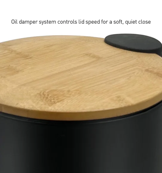 ANDAZ 6928 Bamboo Lid Step Bin Black