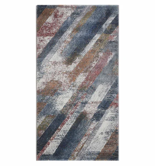 Aquarius Abstract Machine Made Runner Brown