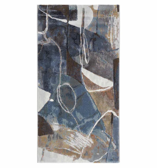 Aquarius Abstract Machine Made Runner Brown