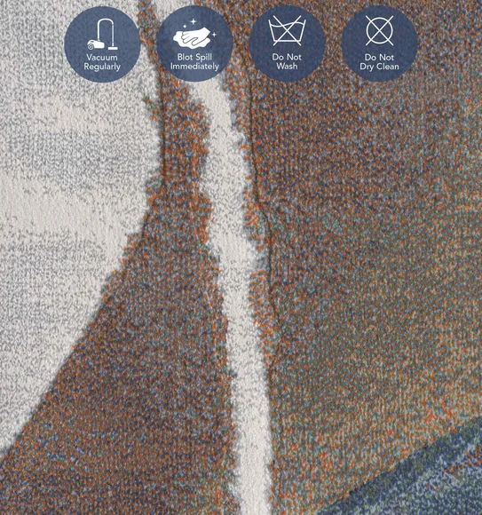 Aquarius Abstract Machine Made Runner Brown