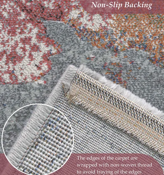 Aquarius Abstract Machine Made Runner Grey