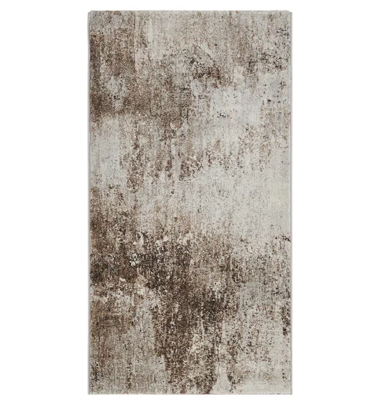 Aquarius Abstract Machine Made Runner Brown