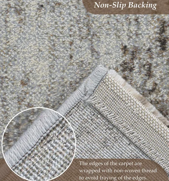 Aquarius Abstract Machine Made Runner Brown