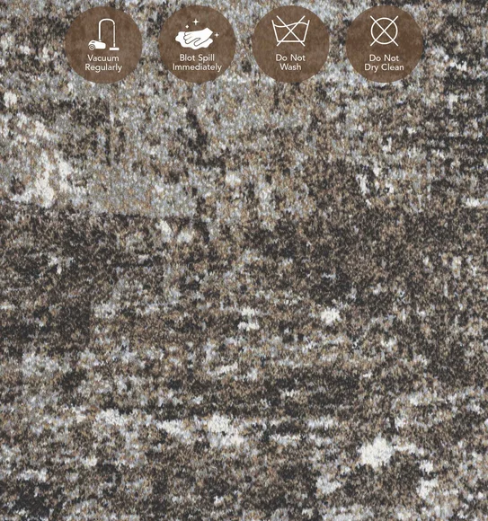 Aquarius Abstract Machine Made Runner Brown