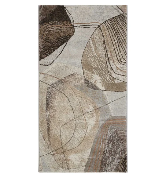 Aquarius Abstract Machine Made Runner Grey