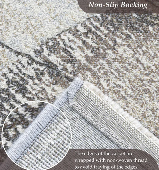 Aquarius Abstract Machine Made Runner Grey