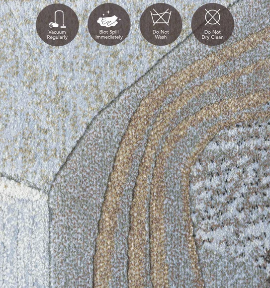 Aquarius Abstract Machine Made Runner Grey