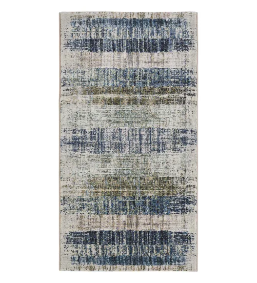 Aquarius Abstract Machine Made Runner Blue