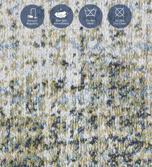 Aquarius Abstract Machine Made Runner Blue