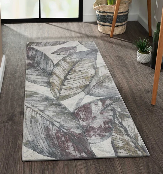 Aquarius Abstract Machine Made Runner Grey