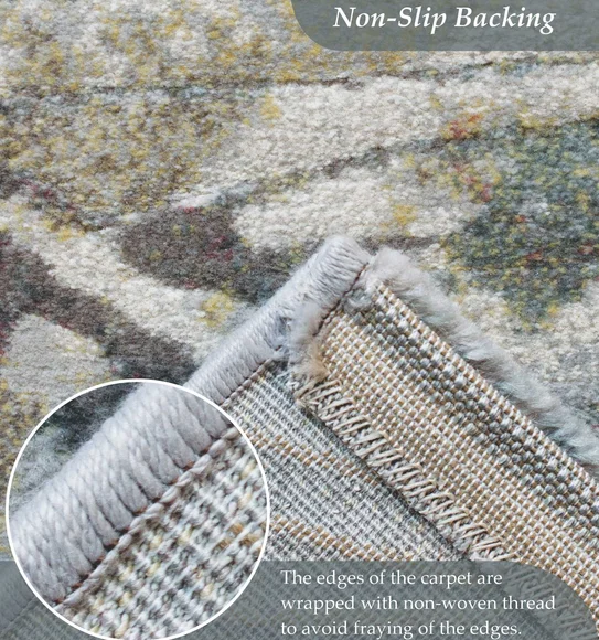 Aquarius Abstract Machine Made Runner Grey
