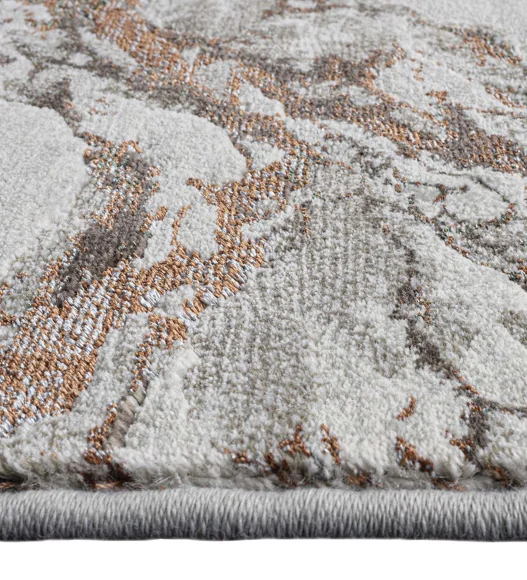 Platinum Abstract Machine Made Runner Grey