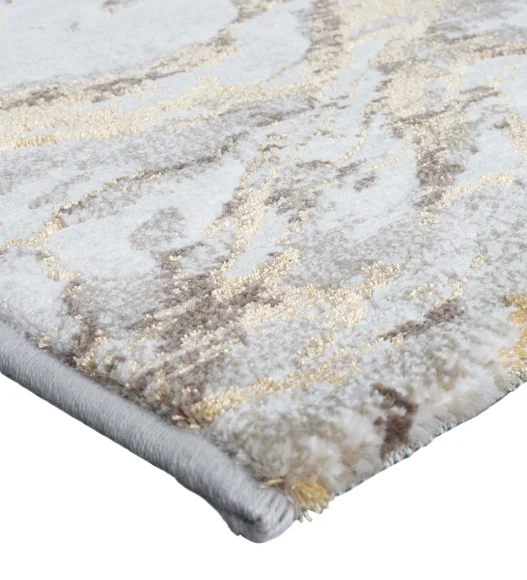 Platinum Abstract Machine Made Runner Grey and Musterd