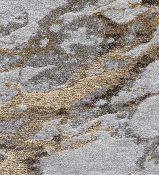 Platinum Abstract Machine Made Runner Grey and Musterd