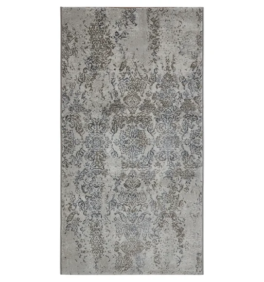 Platinum Abstract Machine Made Runner Grey and Blue