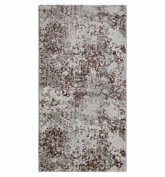 Platinum Abstract Machine Made Runner Grey and Rust