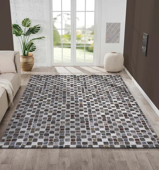 Platinum Abstract Machine Made Carpet Cream and Taupe