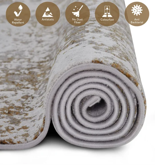 Platinum Abstract Machine Made Carpet Grey and Musterd