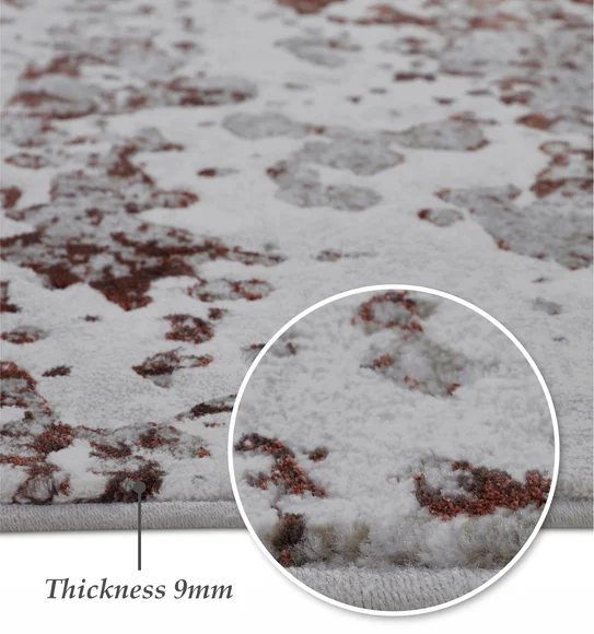 Platinum Abstract Machine Made Carpet Grey and Rust