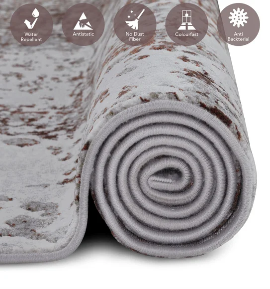 Platinum Abstract Machine Made Carpet Grey and Rust