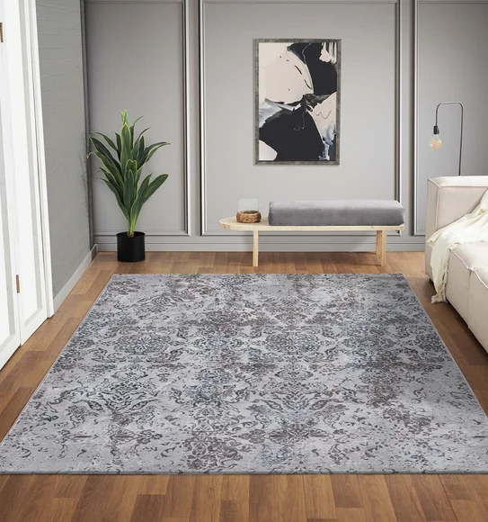 Platinum Classical Machine Made Carpet Grey and Blue